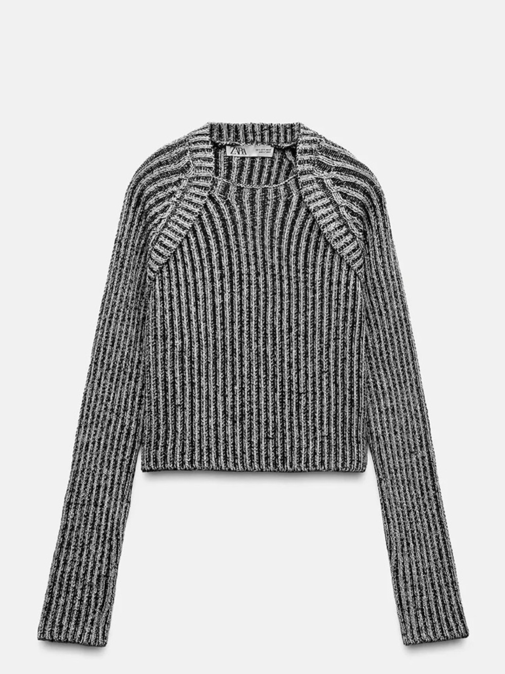 Zara Ribbed Knit Crewneck Sweater